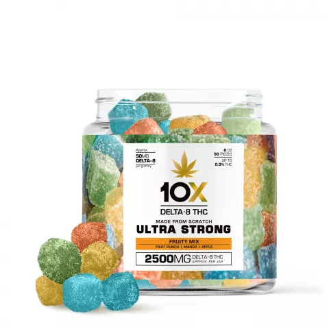 Image of 10X Delta-8 THC Ultra Strong Gummies - Fruity Mix - 2500MG