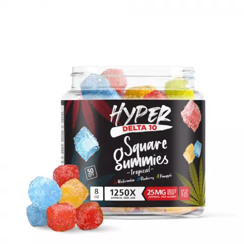 Image of Hyper Delta-10 Square Gummies - Tropical - 1250X