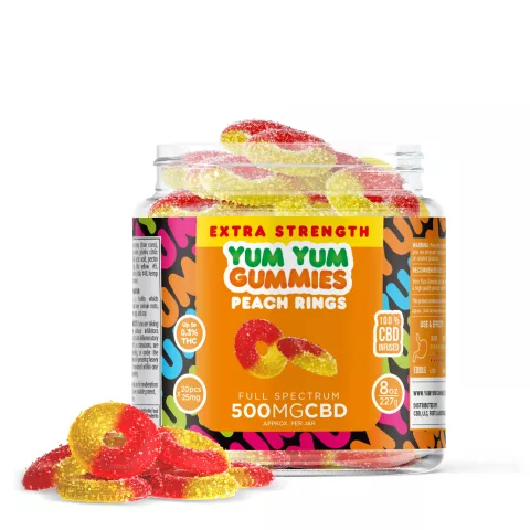 Image of Yum Yum Gummies - CBD Full Spectrum Peach Rings - 500mg
