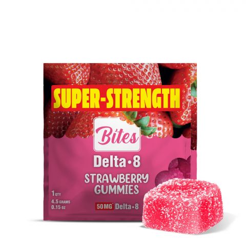 Delta 8 THC Gummy - 50mg - Strawberry - Bites  - Thumbnail 1