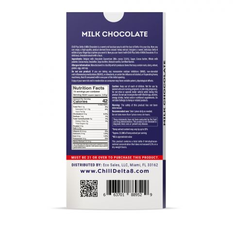 Delta 8 THC Milk Chocolate Bar - 500mg