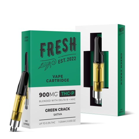 THCP, D8, HHC Vape Cart - 900mg - Green Crack - Sativa - 1ml - Fresh - Thumbnail 1
