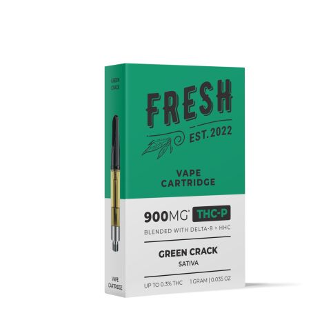 THCP, D8, HHC Vape Cart - 900mg - Green Crack - Sativa - 1ml