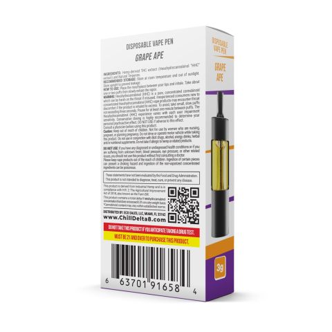 HHC Vape Pen - 2700mg - Grape Ape - Indica - 3ml - Chill Extreme - Thumbnail 3