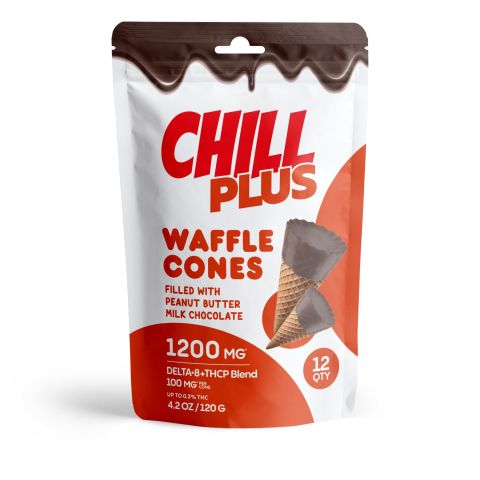 D8, THCP Waffle Cones - 100mg - Peanut Butter + Milk Chocolate - Chill Plus - Thumbnail 1