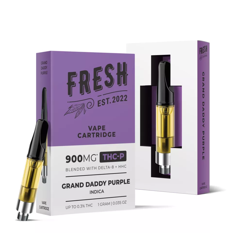 THCP, D8, HHC Vape Cart - 900mg - Grand Daddy Purp - Indica - 1ml