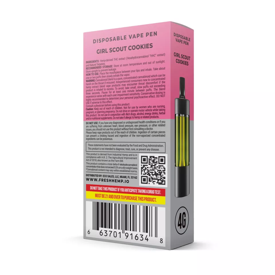 HHC Vape Pen - 3600mg - Girl Scout Cookies - Hybrid - 4ml