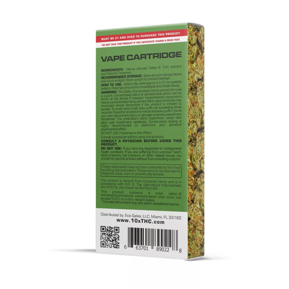 D8 Vape Cart - 900mg - Green Crack - Sativa - 1ml